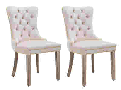 White Velvet Dining Chair with Gold Accents - Set of 2