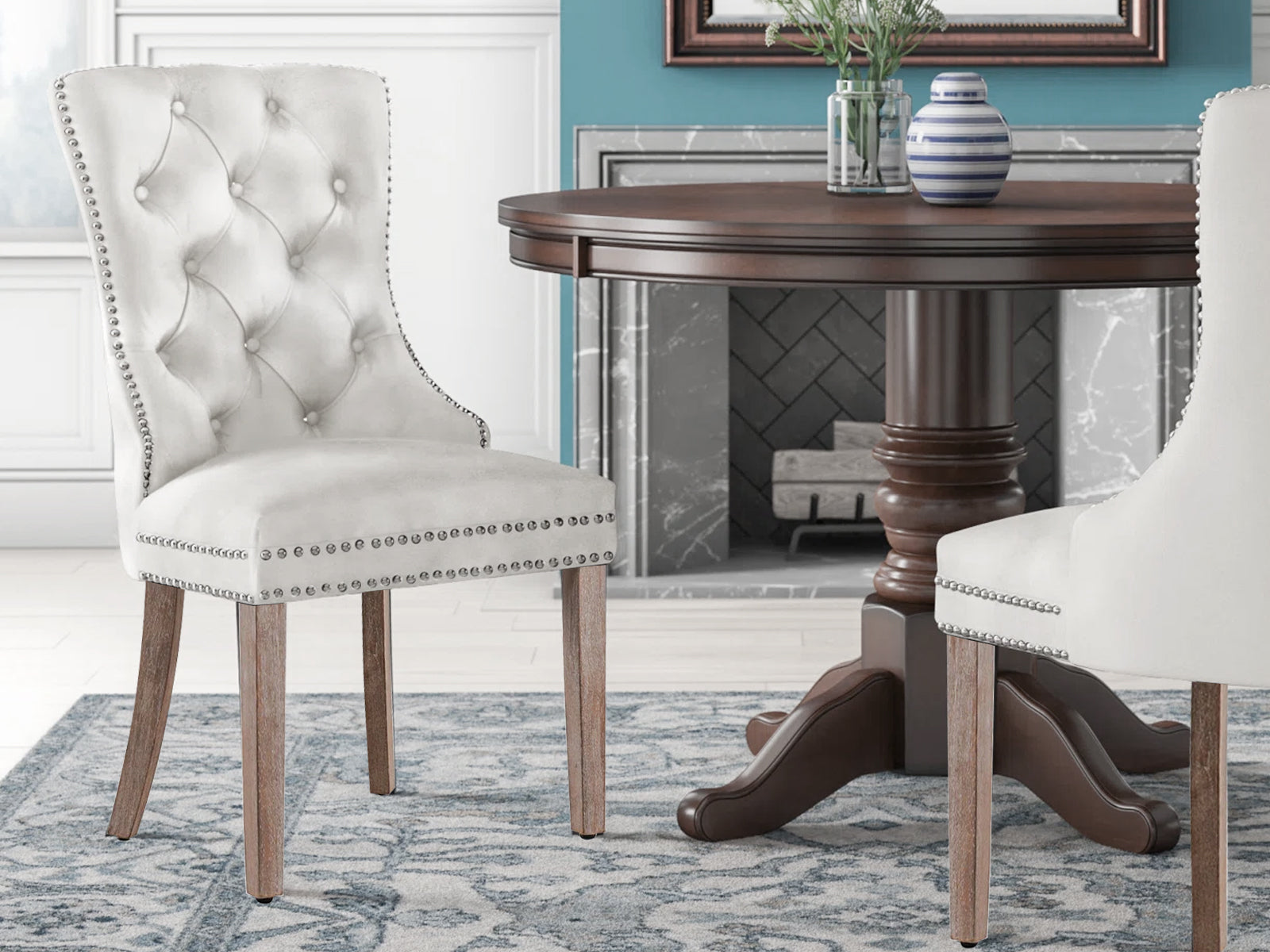 Dining chair 8012 White Silver x2