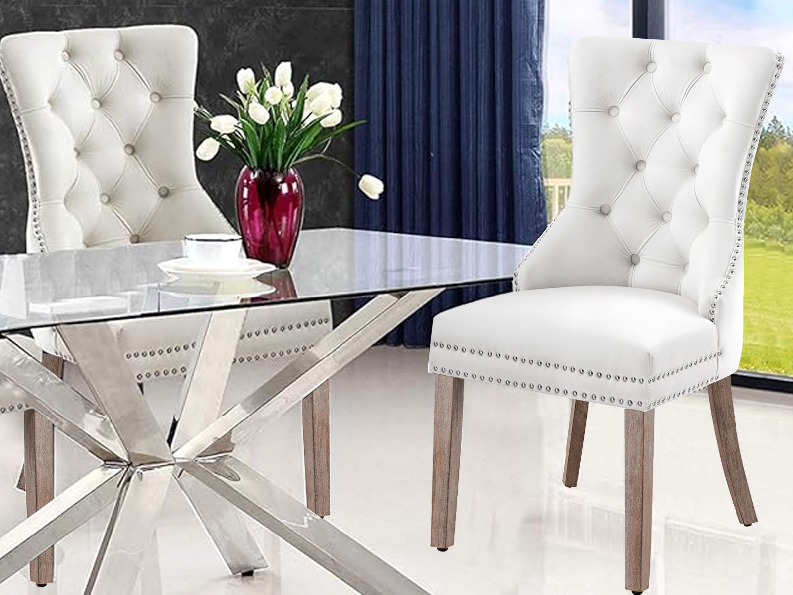 Dining chair 8012 White Silver x2