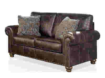 Nailhead PU Loveseat Sofa Brown