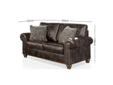 Nailhead PU Loveseat Sofa Brown