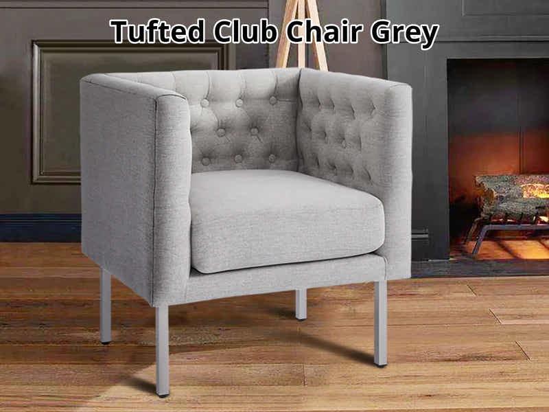 DS Tufted Club Chair Grey