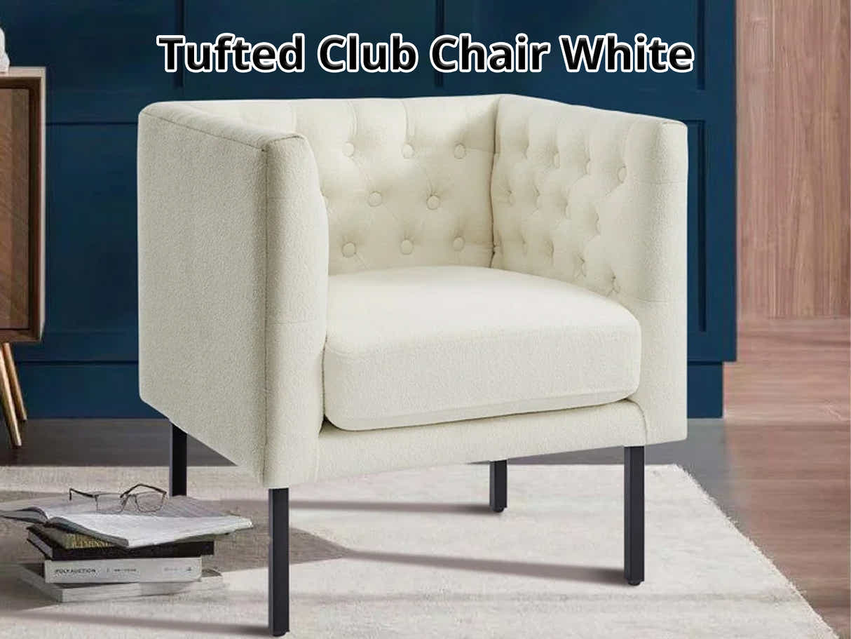 Tufted Club Chair White