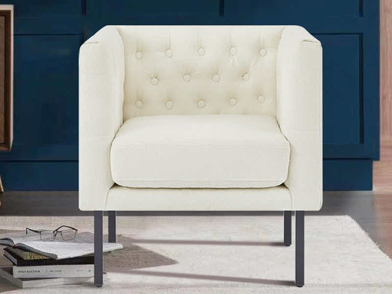 DS Tufted Club Chair White