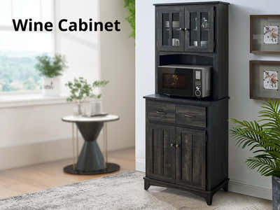 Brook Wine Cabinet - Charcoal
