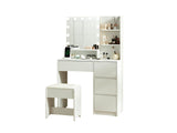 Makeup Vanity Desk Set with Mirror & Light - White
