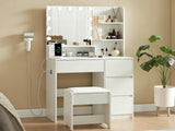 Makeup Vanity Desk Set with Mirror & Light - White