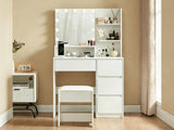 Makeup Vanity Desk Set with Mirror & Light - White