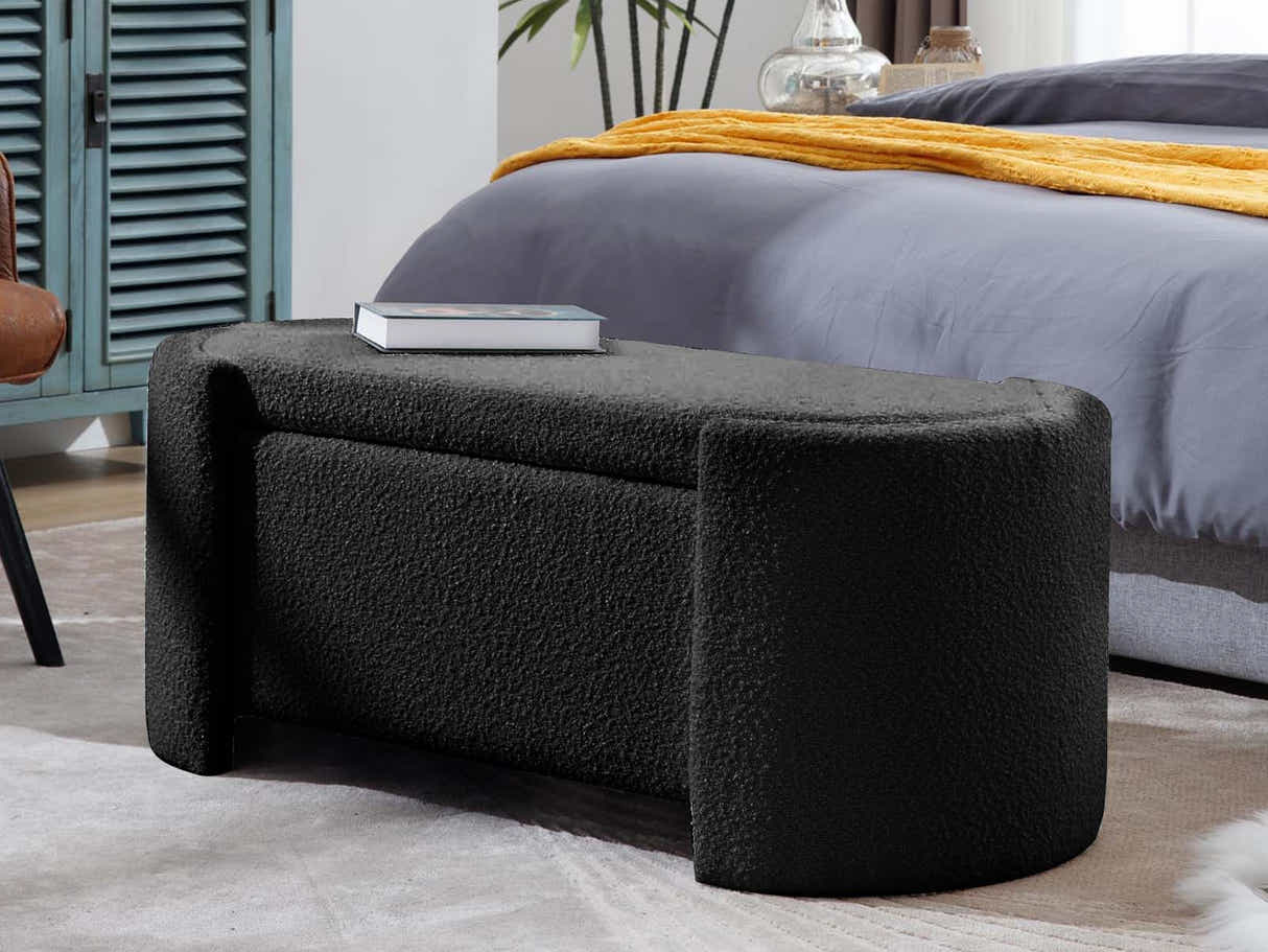 Boucle Storage Bench Black