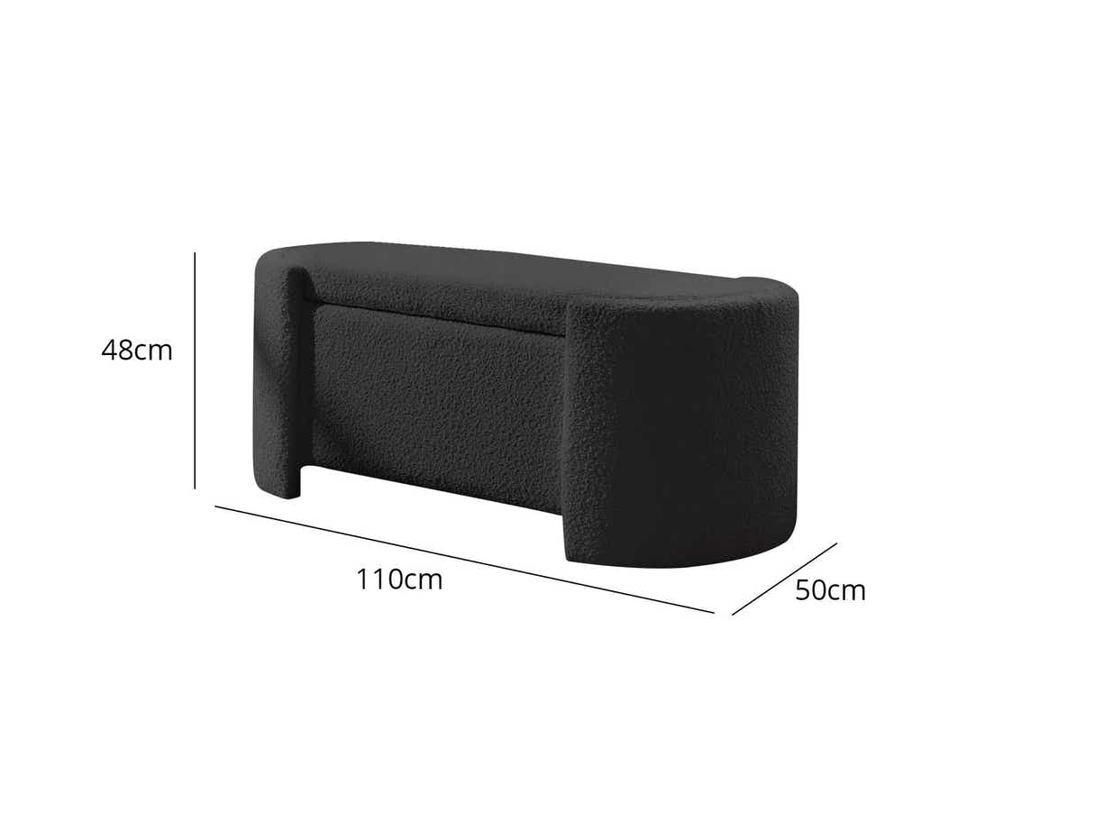 Boucle Storage Bench Black