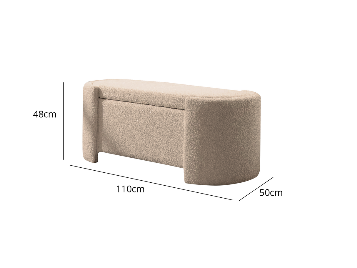 Boucle Storage Bench - Apricot