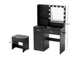Makeup Vanity Desk Set with Mirror & Light - Black
