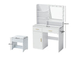 Makeup Vanity Desk Set with Mirror & Light - White