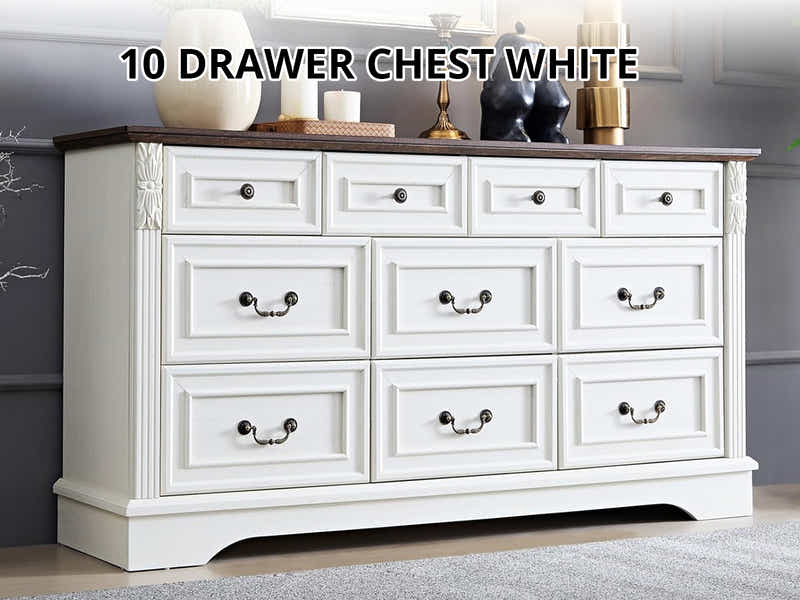 10 Drawer Chest White