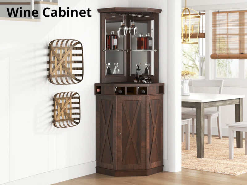 Corner Wine Cabinet - Brown