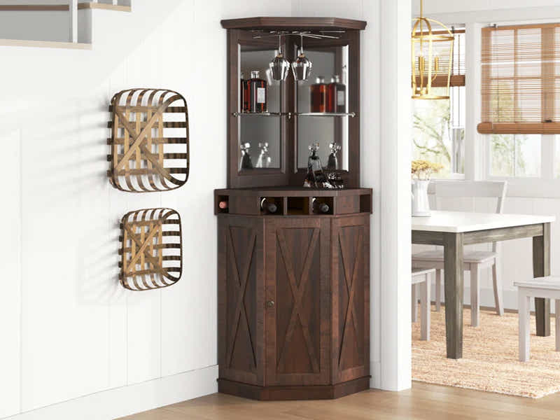 Corner Wine Cabinet - Brown