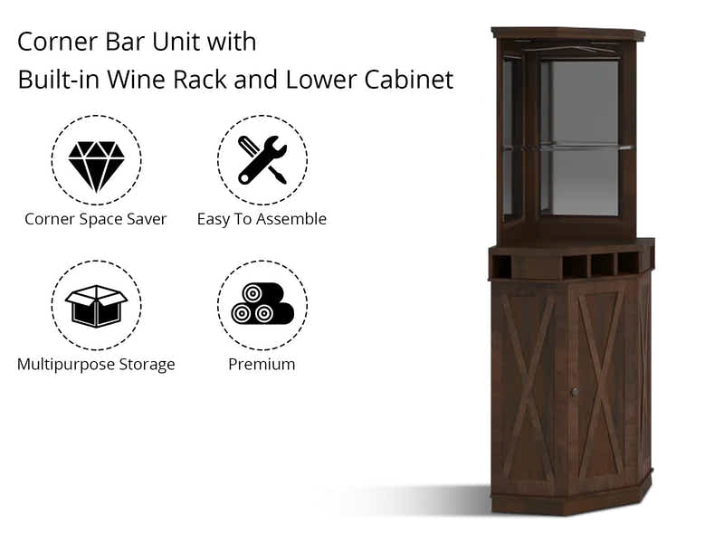 Corner Wine Cabinet - Brown