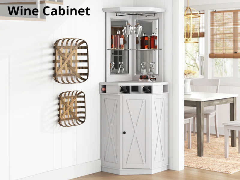 Corner Wine Cabinet - White