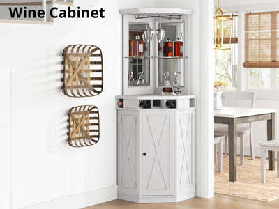 Corner Wine Cabinet - White