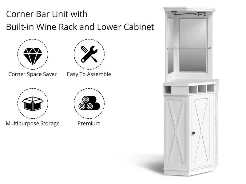 Corner Wine Cabinet - White