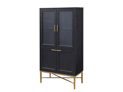 Wine Cabinet with Glass Door - Black