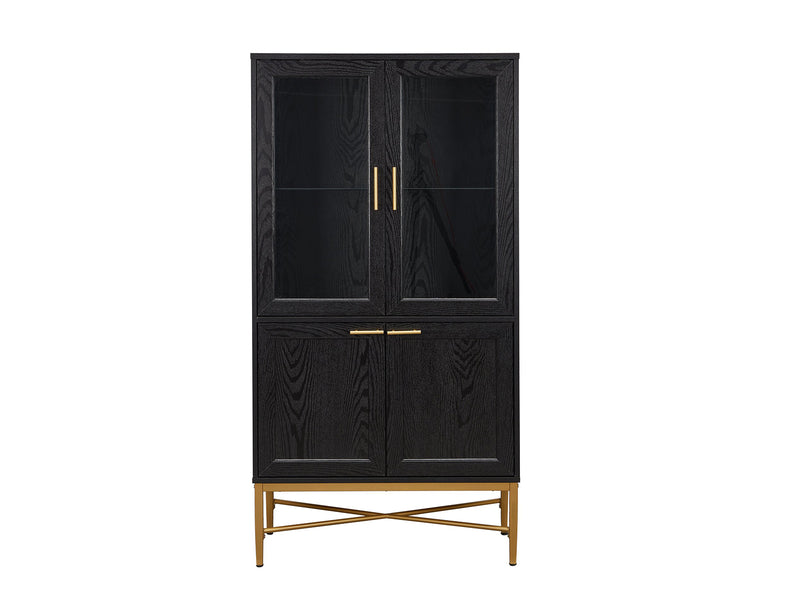 Wine Cabinet with Glass Door - Black