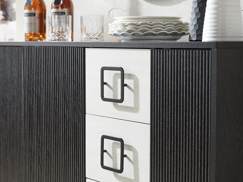 3-Door Black Sideboard - 121 cm