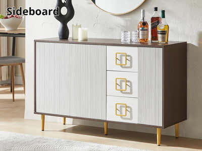 3-Door White Sideboard - 121 cm