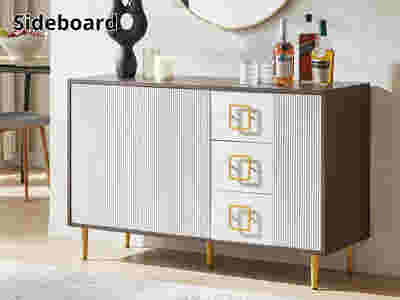 3-Door White Sideboard - 121 cm
