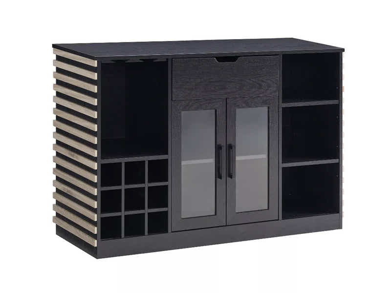 Modern Wine Cabinet with Slat Design - White