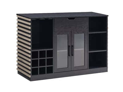 Modern Wine Cabinet with Slat Design - White