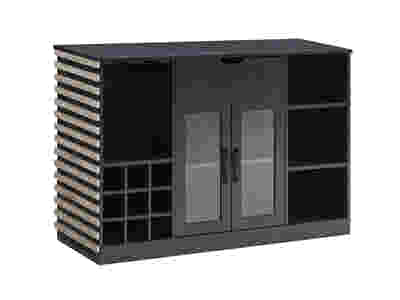 Modern Wine Cabinet with Slat Design - White