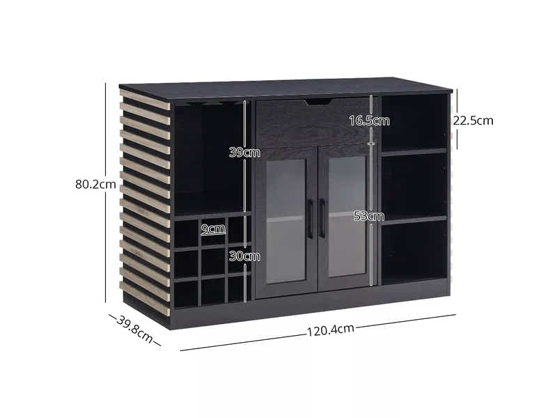 Modern Wine Cabinet with Slat Design - White