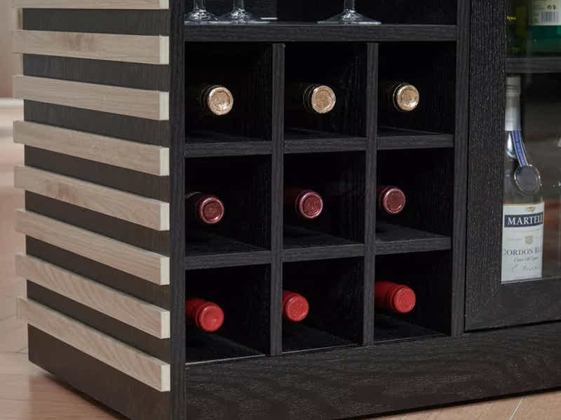 Modern Wine Cabinet with Slat Design - White