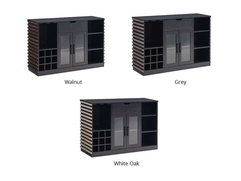 Modern Wine Cabinet with Slat Design - White