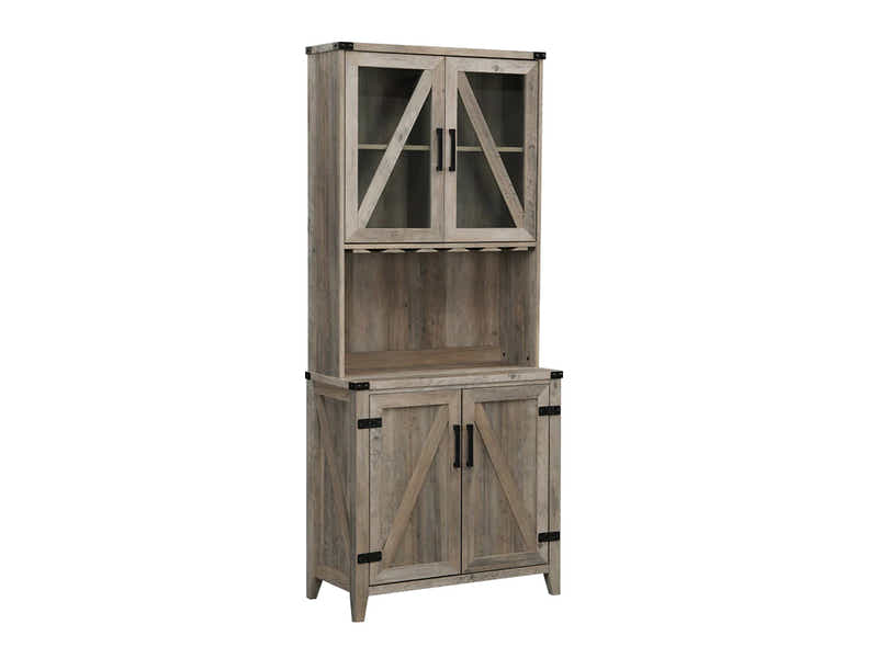 4-Door Wine Cabinet - Grey Wash