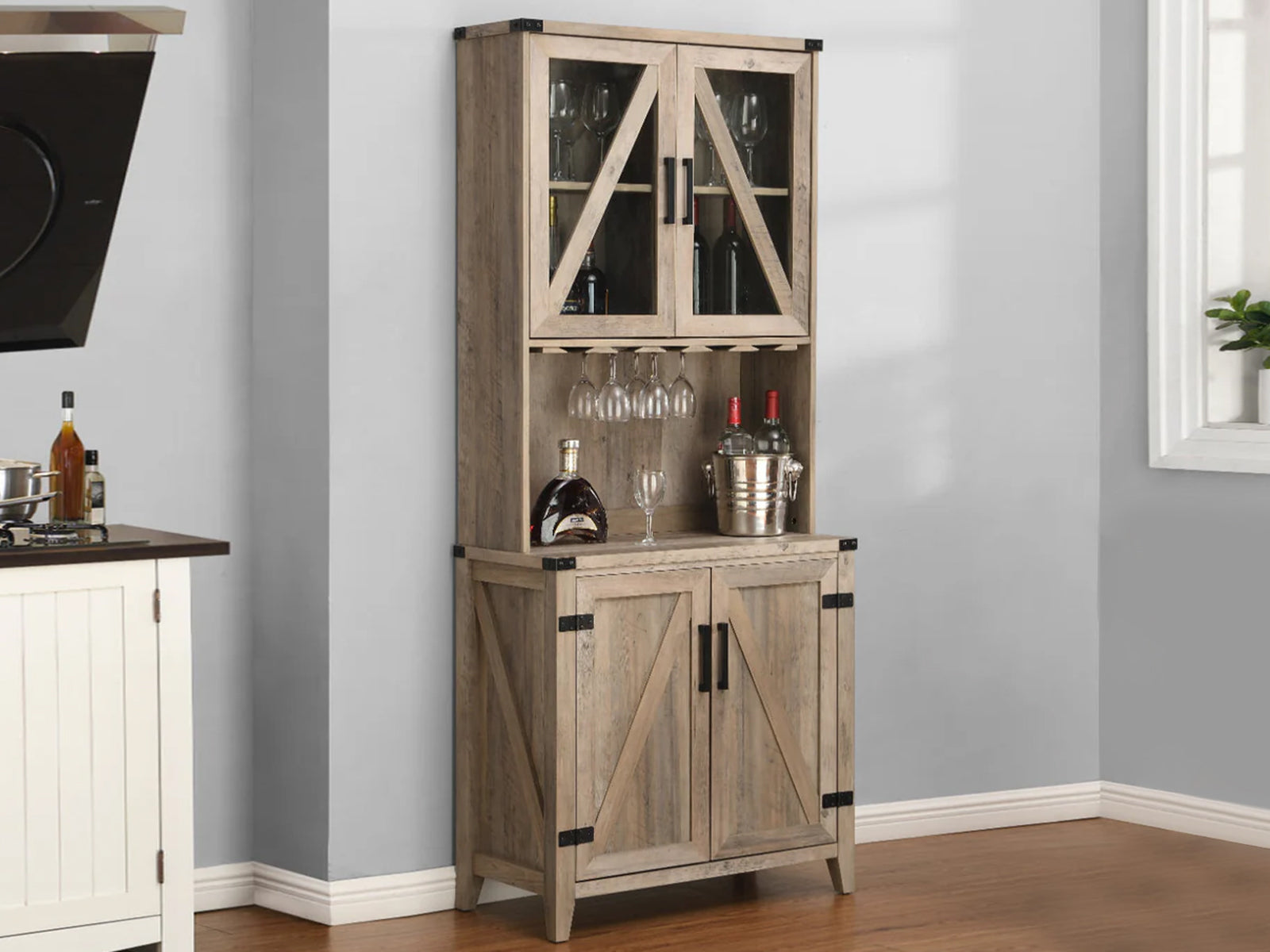 Wine Cabinet Grey Wash