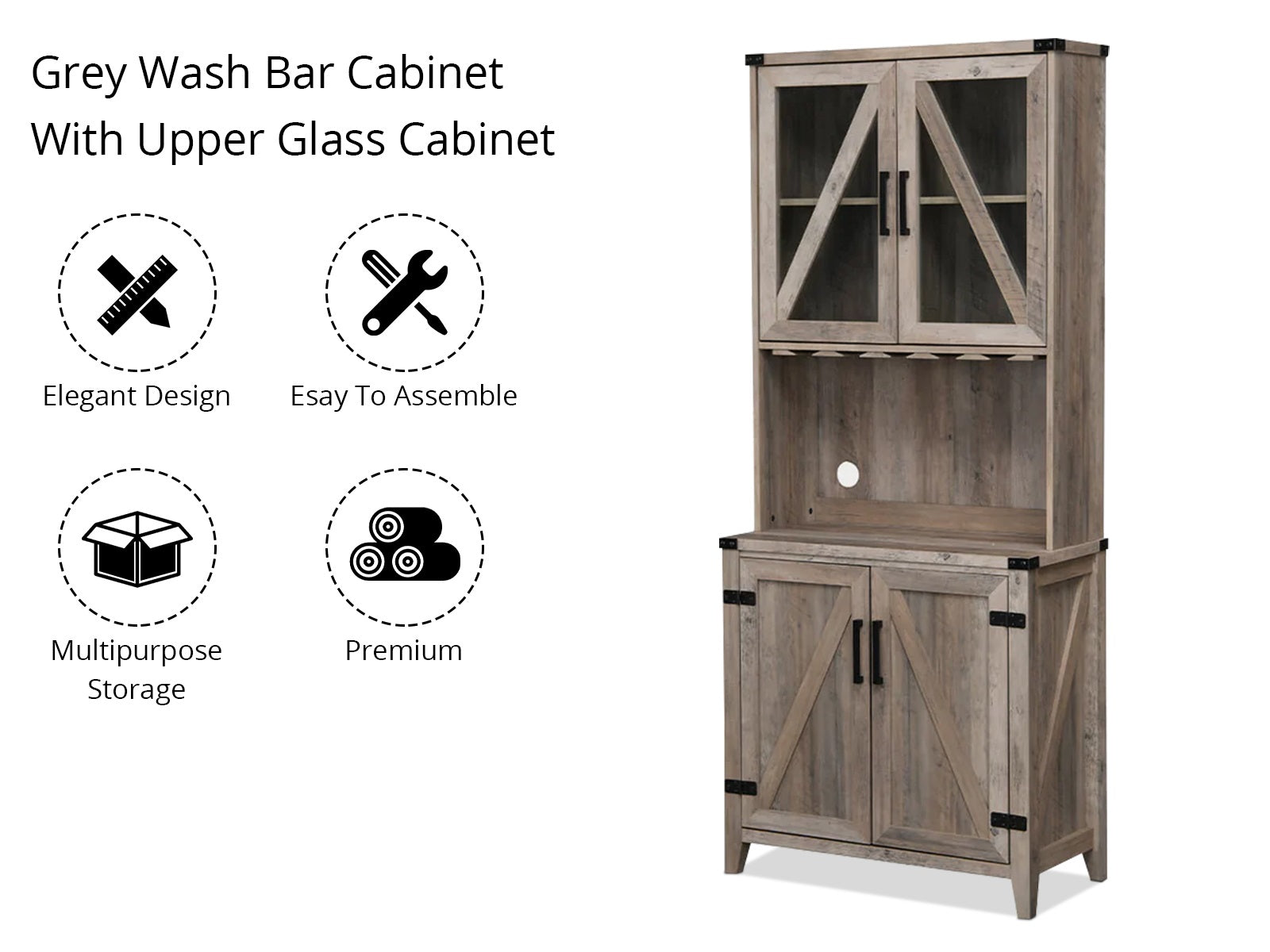 Wine Cabinet Grey Wash