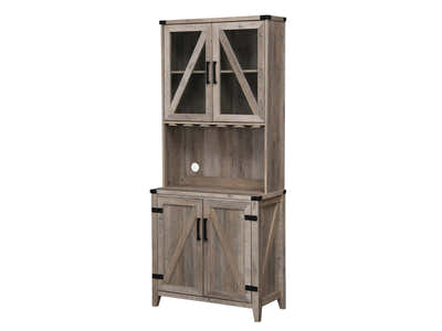 4-Door Wine Cabinet - Grey Wash