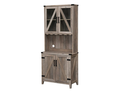 4-Door Wine Cabinet - Grey Wash
