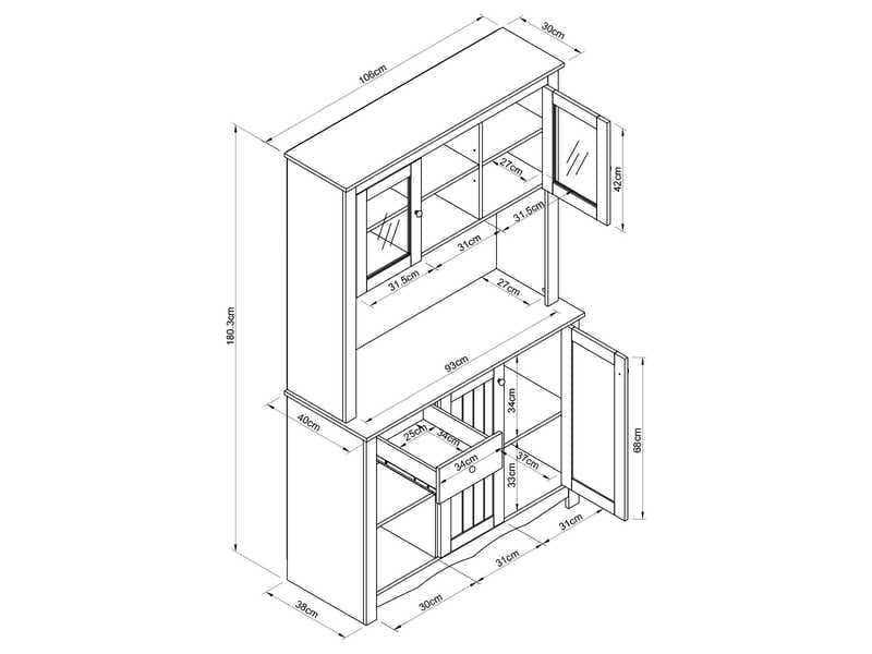 Grey Oak Kitchen Pantry Cabinet (Right)