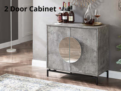 2-Door Wine Cabinet - Grey