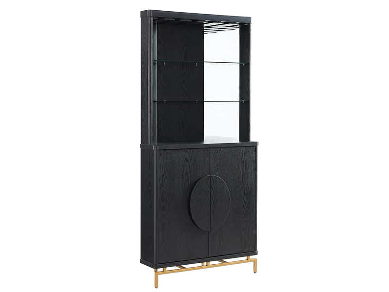 2-Door Corner Wine Cabinet - Black
