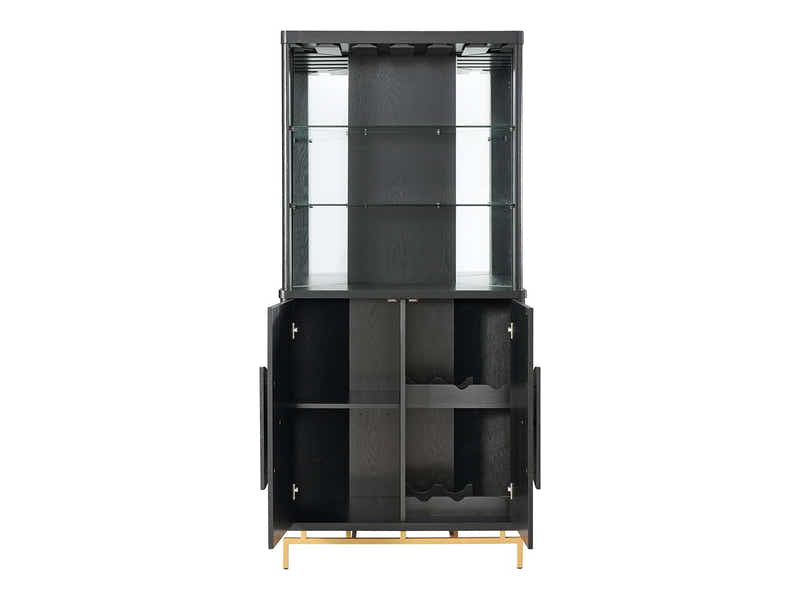 2-Door Corner Wine Cabinet - Black