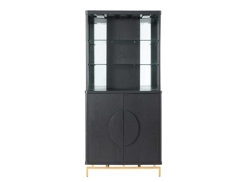 2-Door Corner Wine Cabinet - Black