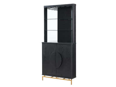 2-Door Corner Wine Cabinet - Black