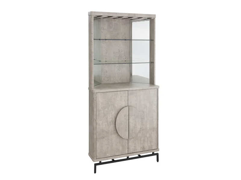 2-Door Corner Wine Cabinet - Concrete