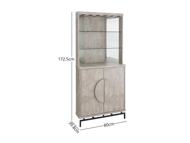 2-Door Corner Wine Cabinet - Concrete