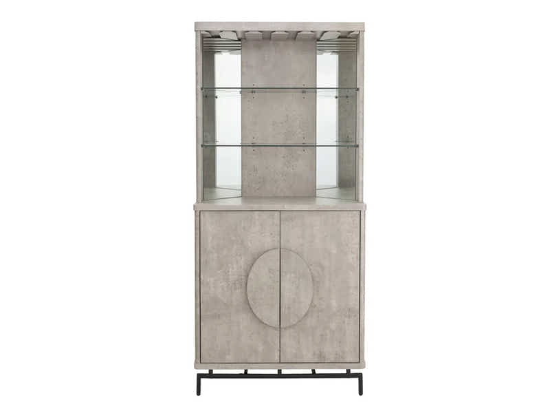 2-Door Corner Wine Cabinet - Concrete