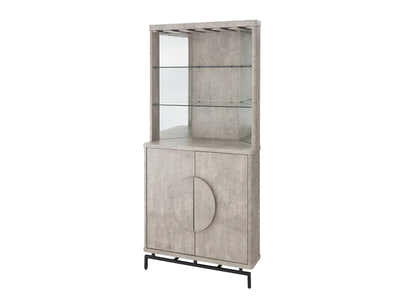 2-Door Corner Wine Cabinet - Concrete